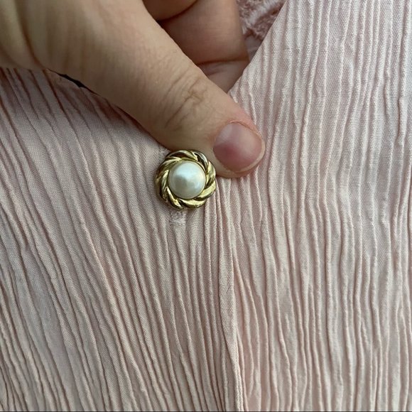 Vintage button down pink romantic flutter sleeve midi dress size 4 - Picture 5 of 11